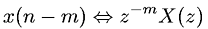Z-transform translation (time shift) property