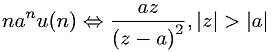 Z-transform involving the unit step function and an exponential