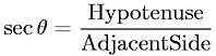 Secant Definition for a Right Triangle