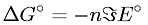 Gibb's Free Energy Change in Terms of Number of Moles, Faraday, and Standard Reduction Potential